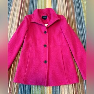 Lands' End Fuchsia Pea Coat. Sz 4Tall